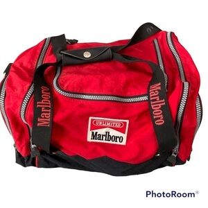 Vintage Y2k Marlboro ultimate duffel bag weekend tote bag zip up red black retro